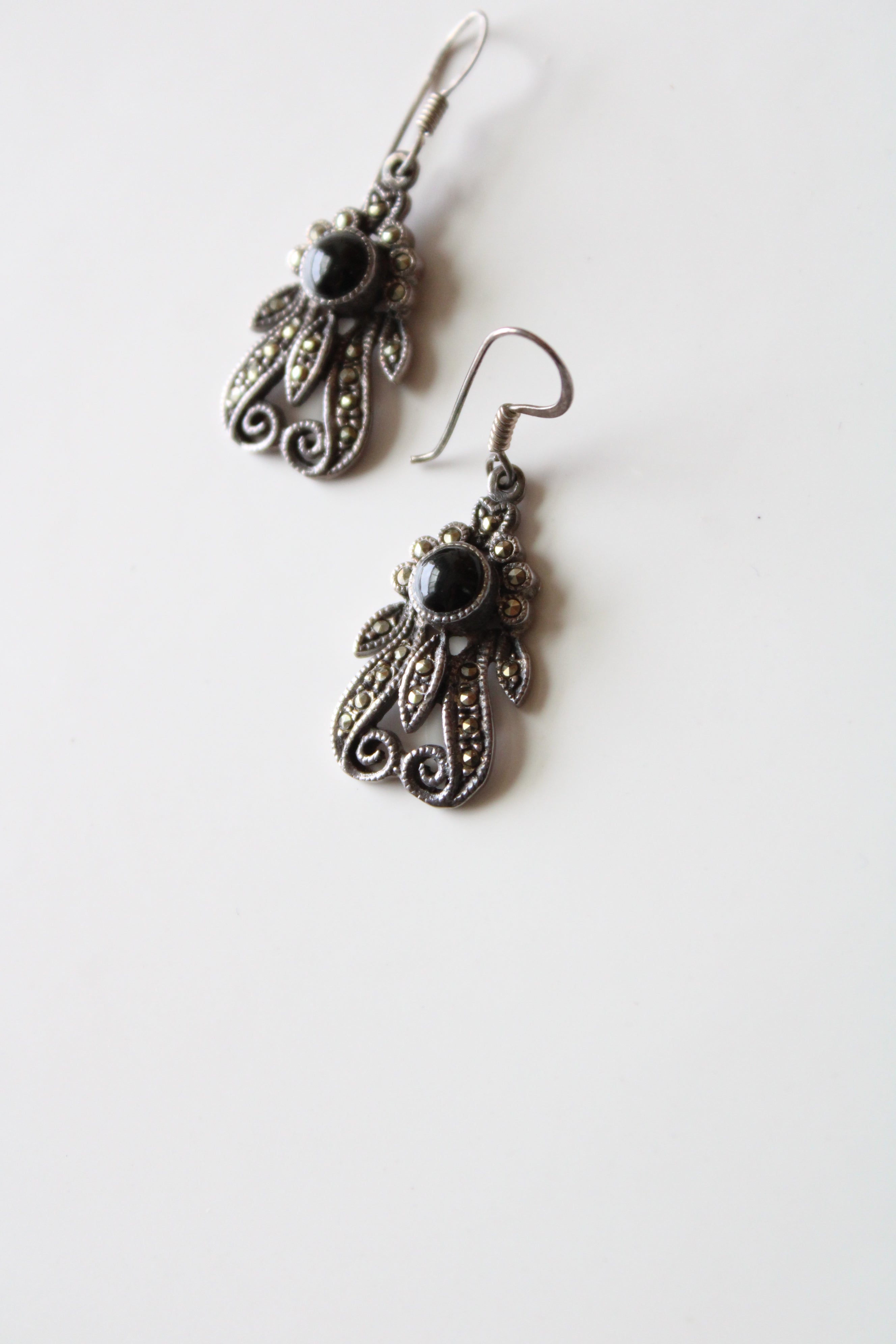 Sterling Silver Onyx Dangle Earrings