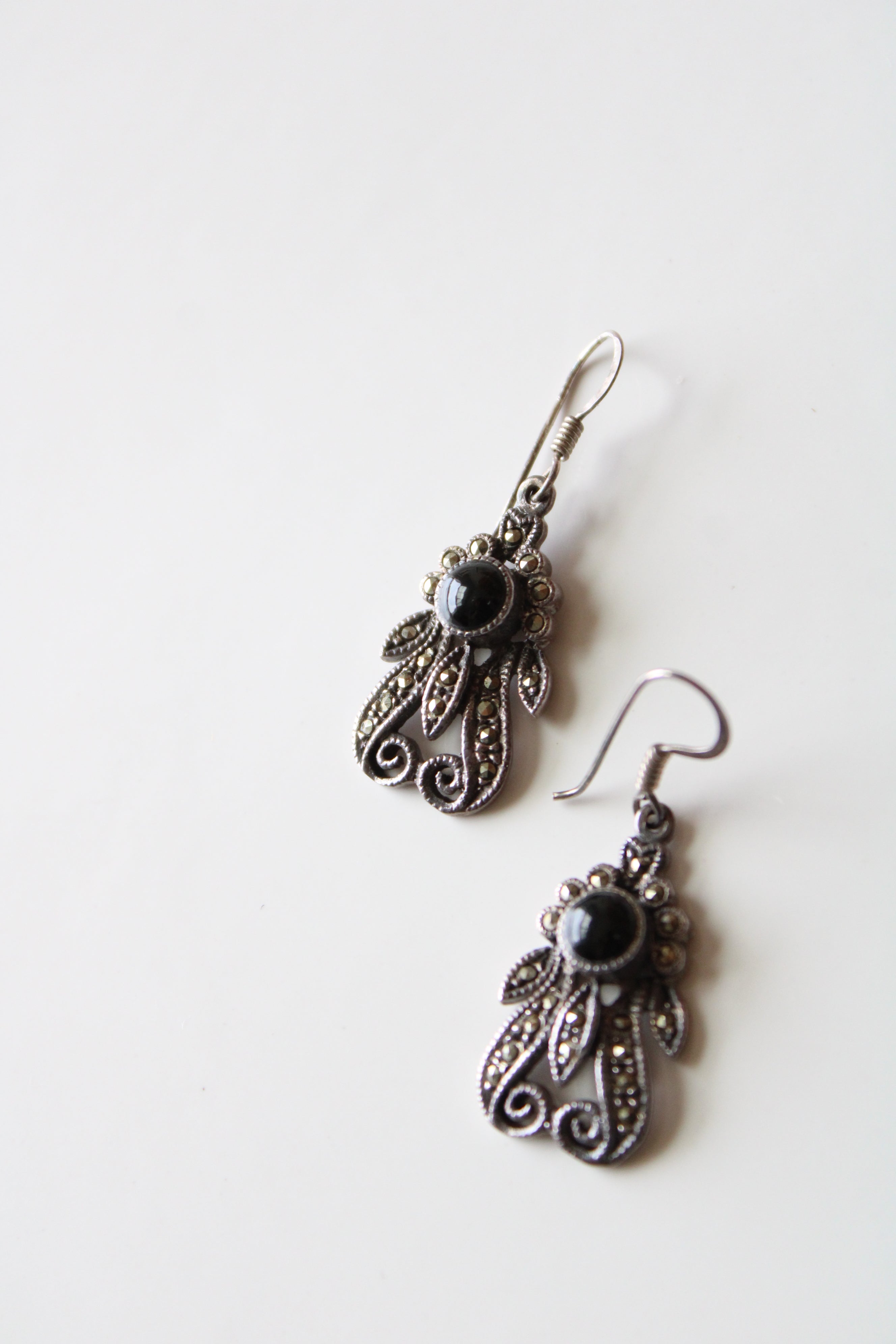 Sterling Silver Onyx Dangle Earrings