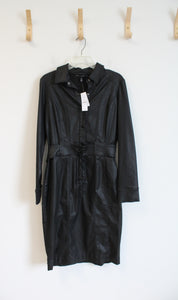LIKE NEW White House Black Market Lace Up Black Collared Dress | 12