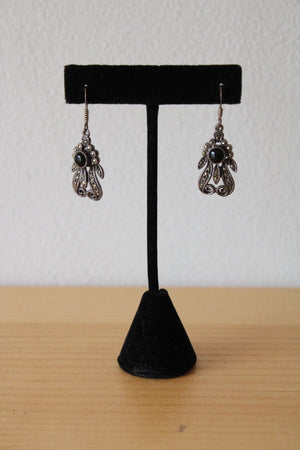 Sterling Silver Onyx Dangle Earrings