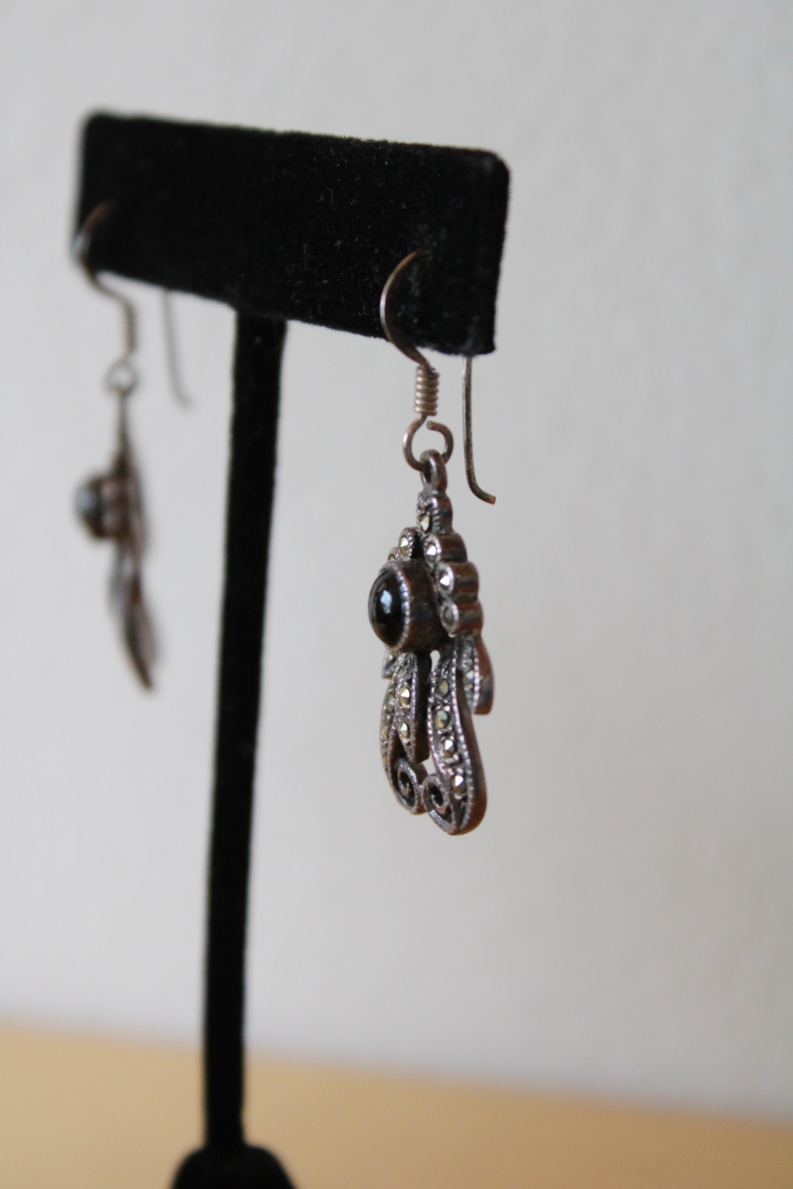 Sterling Silver Onyx Dangle Earrings