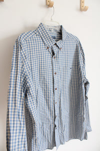 Fish Hippie Solace Collection Blue & Cream Plaid Button Down Shirt | XL