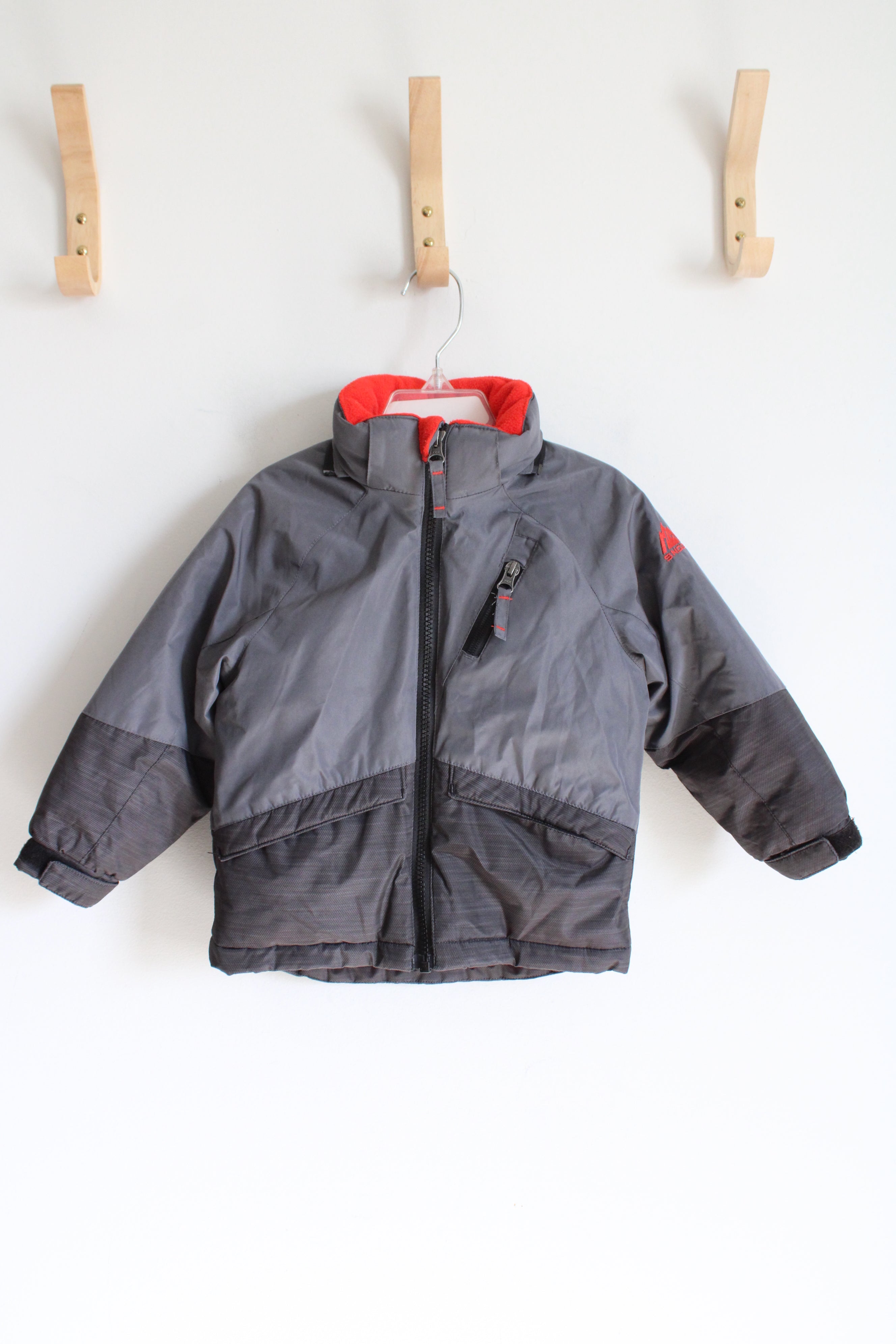 Snozu Red Fleece Lined Gray Winter Coat | 2T