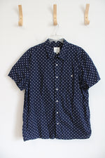 American Eagle Navy & White Circle Patterned Button Down Shirt | XL