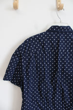 American Eagle Navy & White Circle Patterned Button Down Shirt | XL