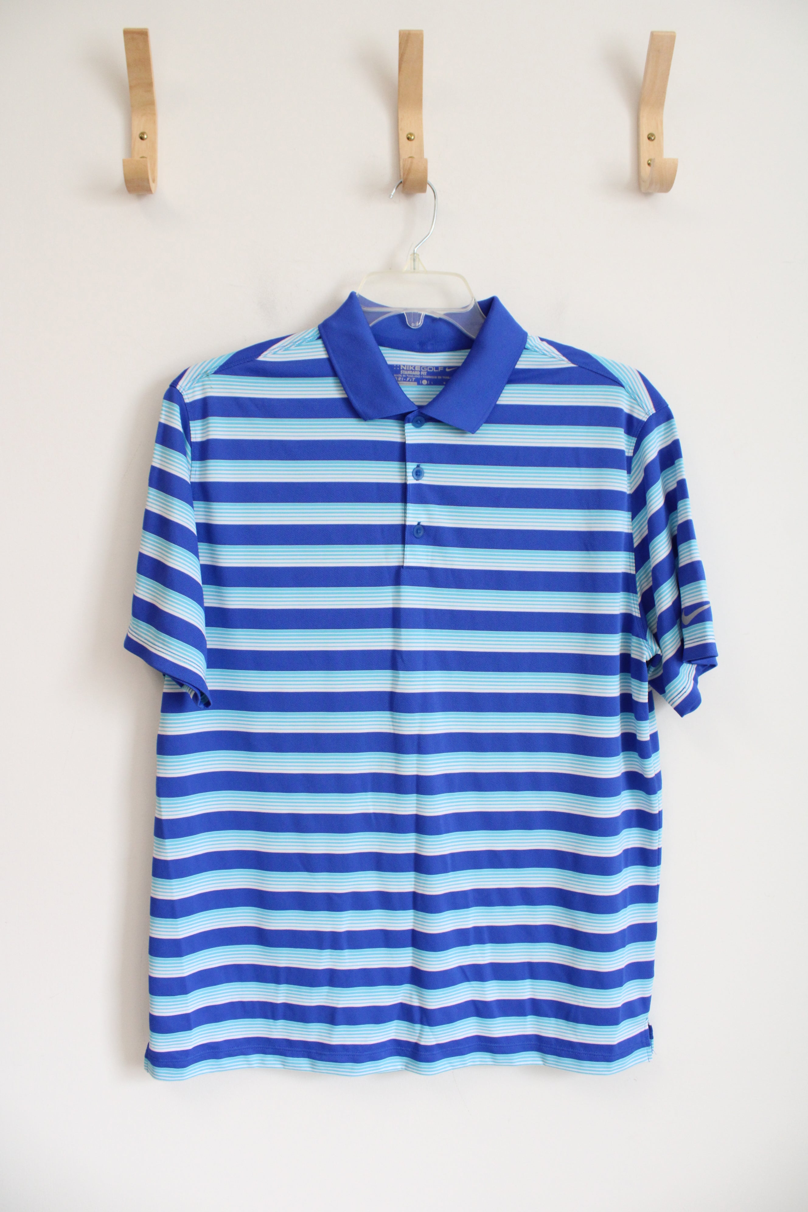 Nike Golf Standard Fit Blue Striped Polo | L