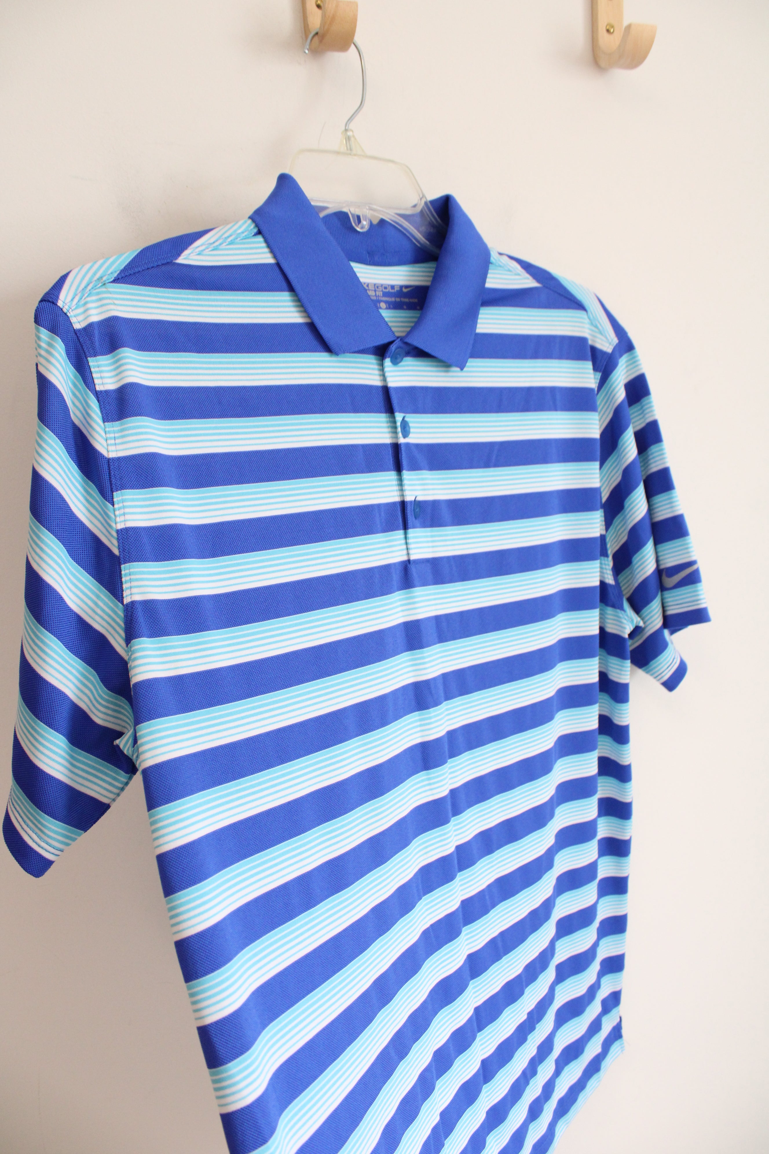 Nike Golf Standard Fit Blue Striped Polo | L