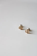 Drama Costume Mask 14K Yellow Gold Stud Earrings