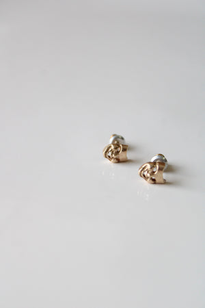 Drama Costume Mask 14K Yellow Gold Stud Earrings