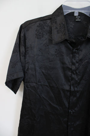 Shein Black Floral Button Down Shirt | S