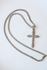 Sterling Silver Crystal Large Statement Cross Necklace