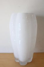Lisa Jenks Etched Frosted White Tall Glass Vase