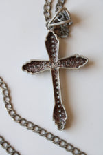 Sterling Silver Crystal Large Statement Cross Necklace