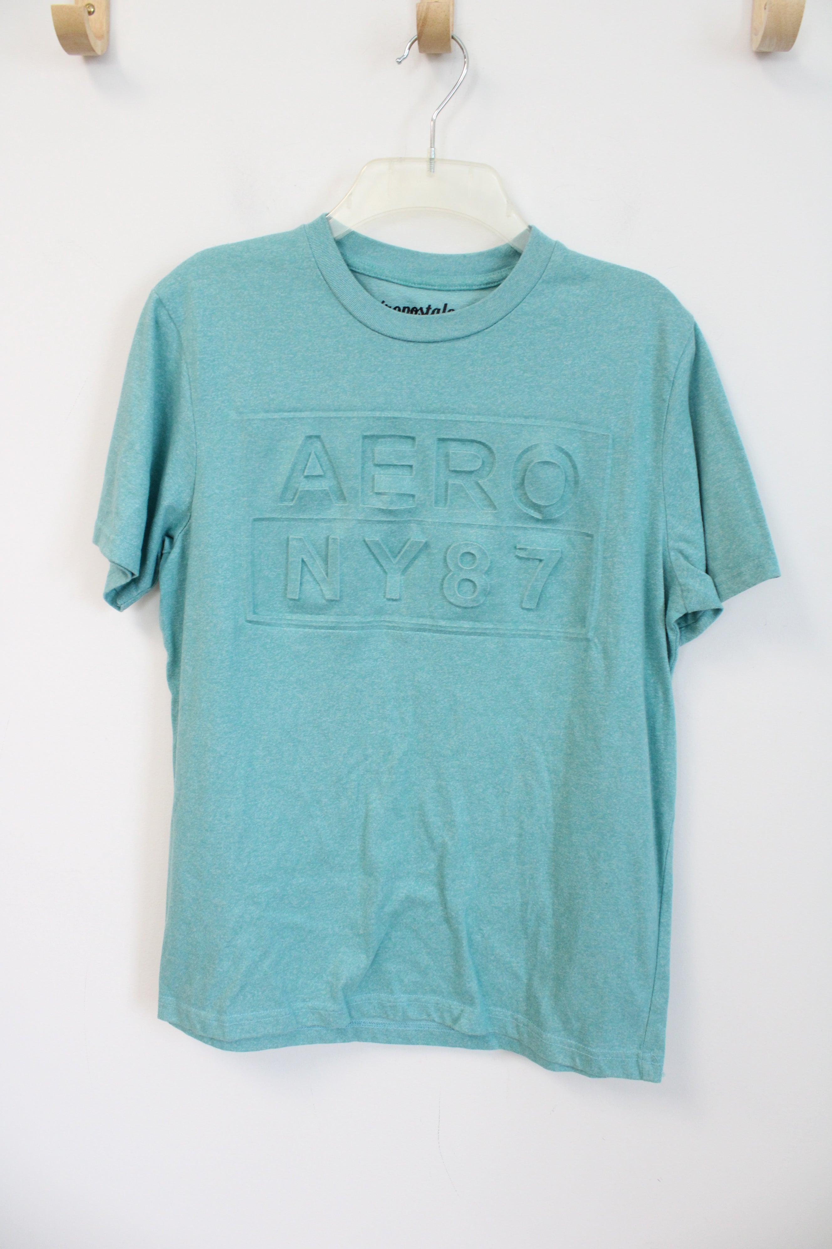 Aeropostale Light Blue Heathered Logo Shirt | S