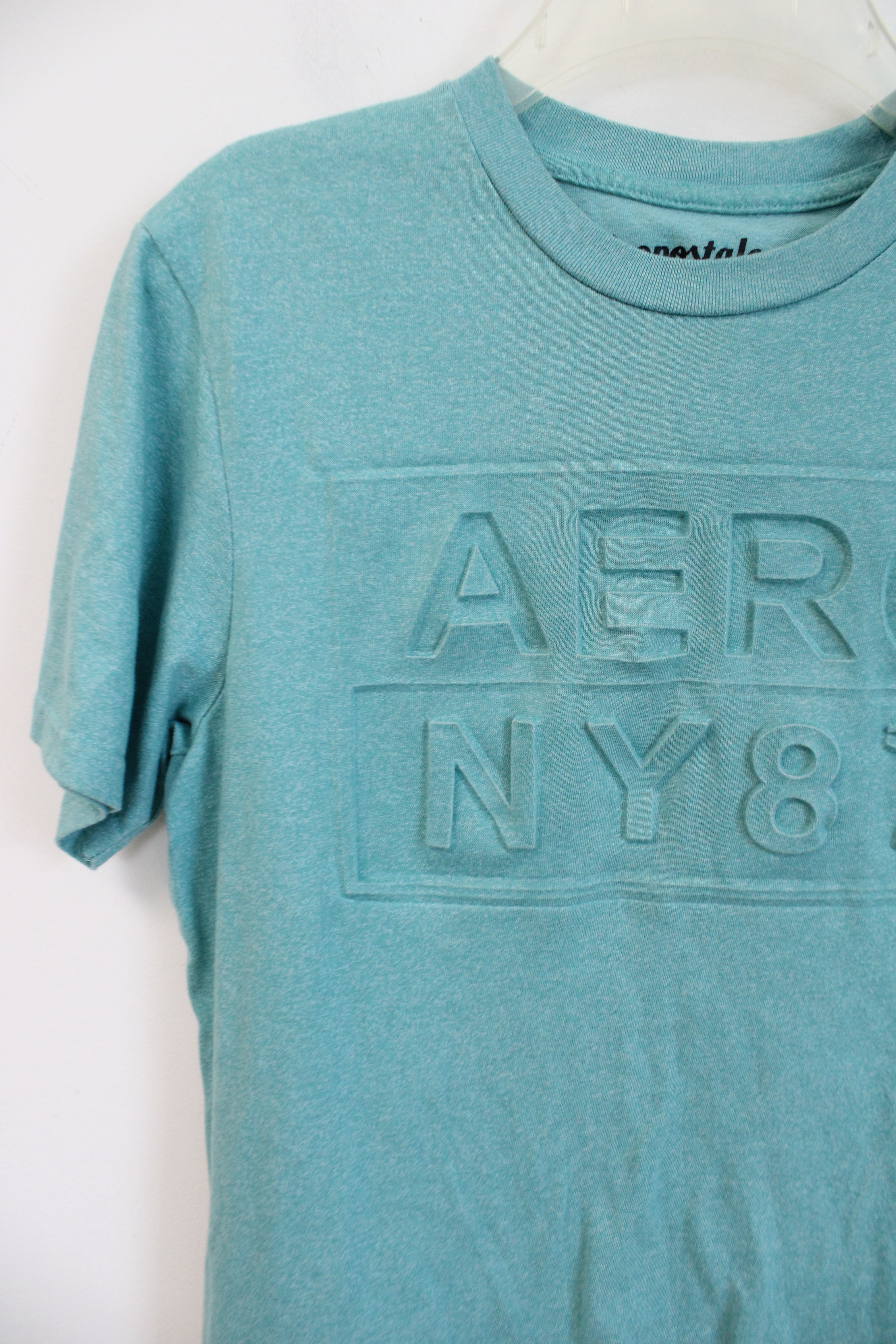 Aeropostale Light Blue Heathered Logo Shirt | S