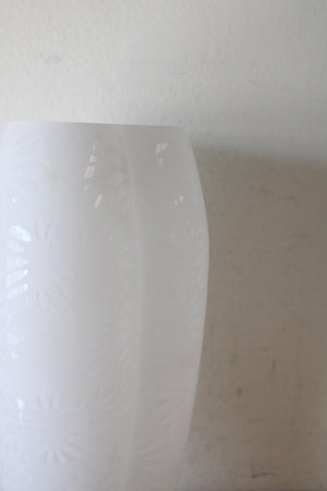 Lisa Jenks Etched Frosted White Tall Glass Vase