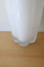Lisa Jenks Etched Frosted White Tall Glass Vase