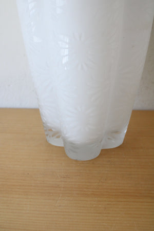 Lisa Jenks Etched Frosted White Tall Glass Vase