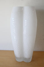 Lisa Jenks Etched Frosted White Tall Glass Vase