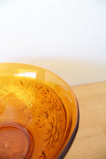 Anchor Hocking Floral Etched Amber Glass Bowl