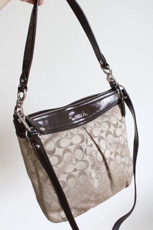 Coach Khaki & Mahogany Ashley Signature Hippie Bag