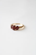 14KT Yellow Gold Garnet Oval 3 Stone Ring | Size 6