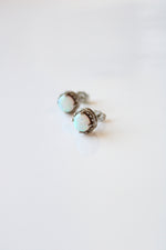 Opal Sterling Silver Round Stud Earrings