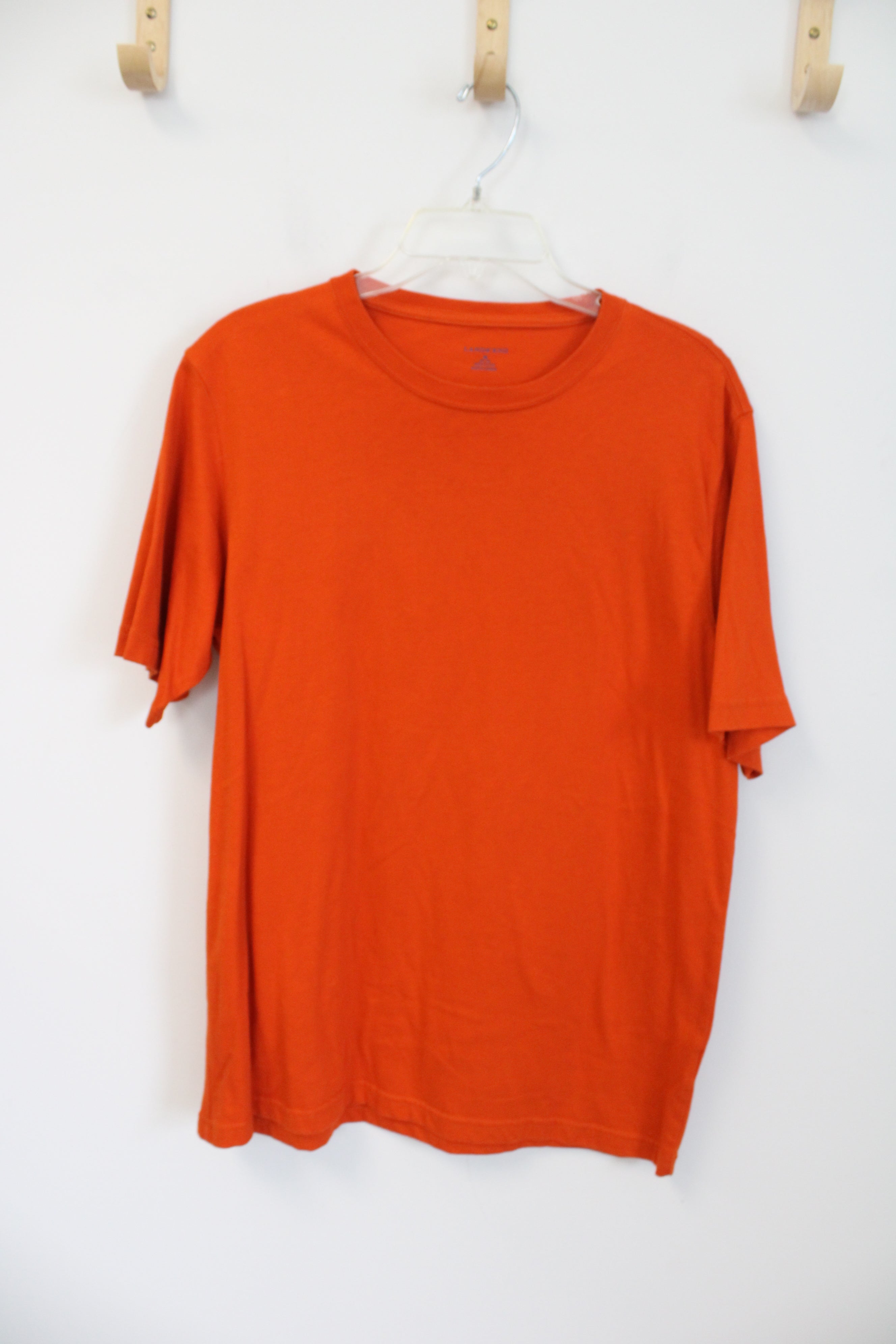 Lands' End Solid Orange Short Sleeved Cotton Shirt | M