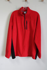 Starter Red Fleece 1/4 Zip Sweatshirt | XL