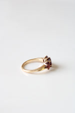 14KT Yellow Gold Garnet Oval 3 Stone Ring | Size 6