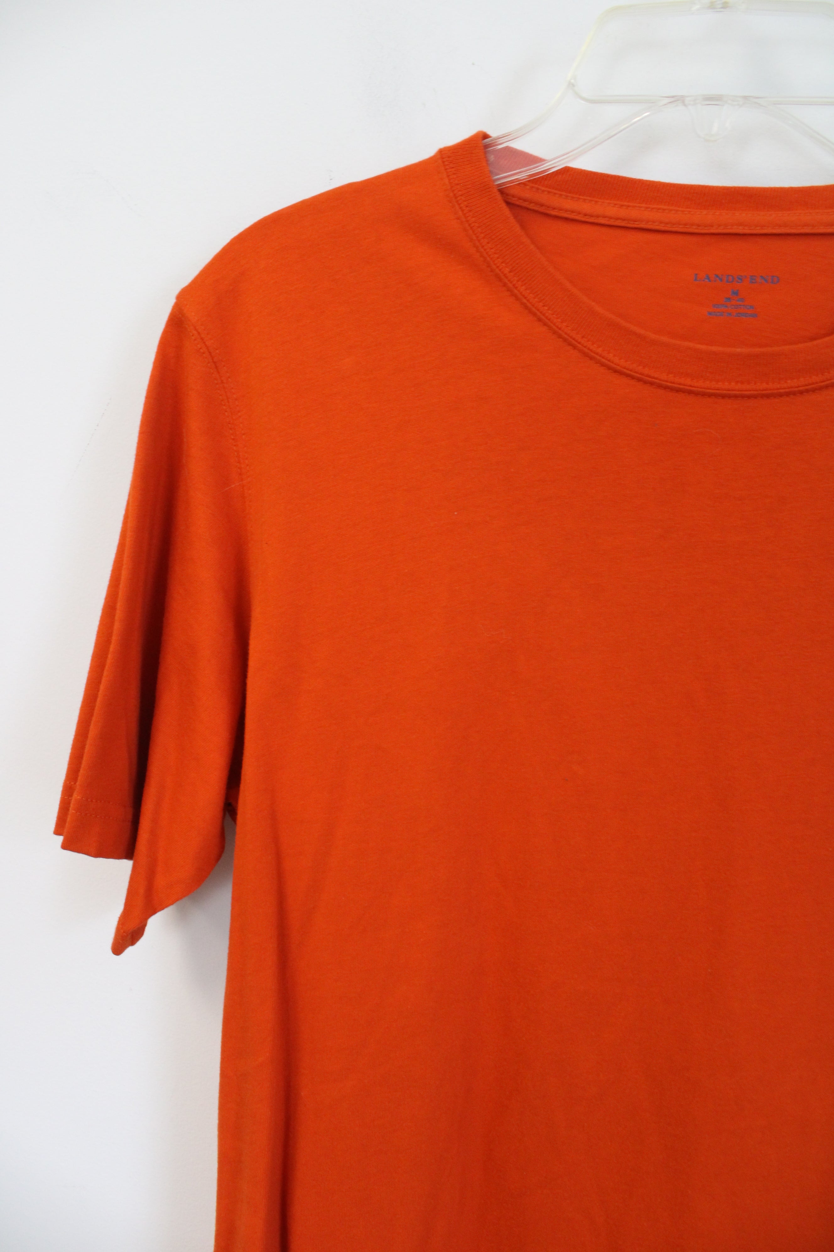 Lands' End Solid Orange Short Sleeved Cotton Shirt | M