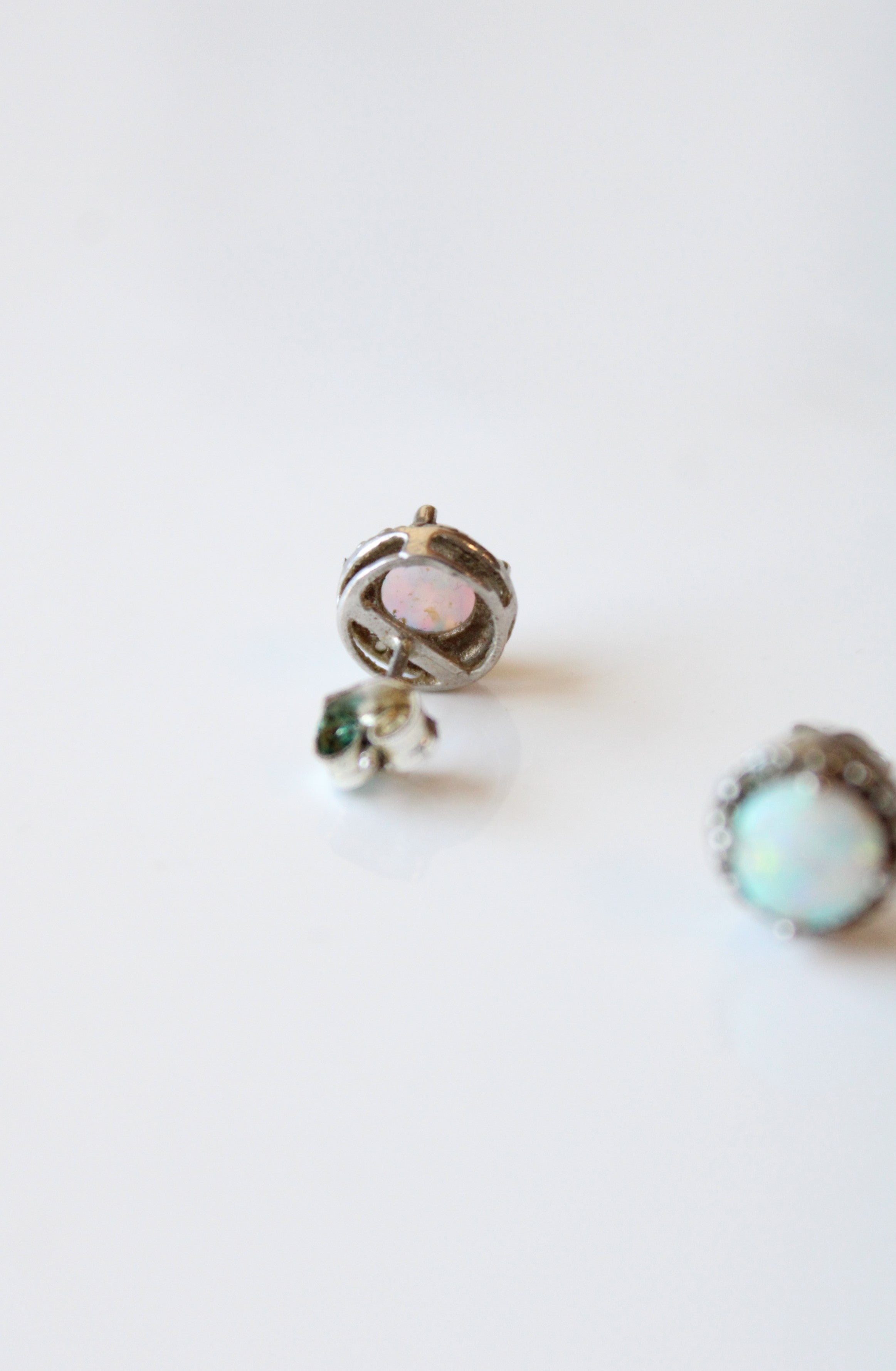 Opal Sterling Silver Round Stud Earrings