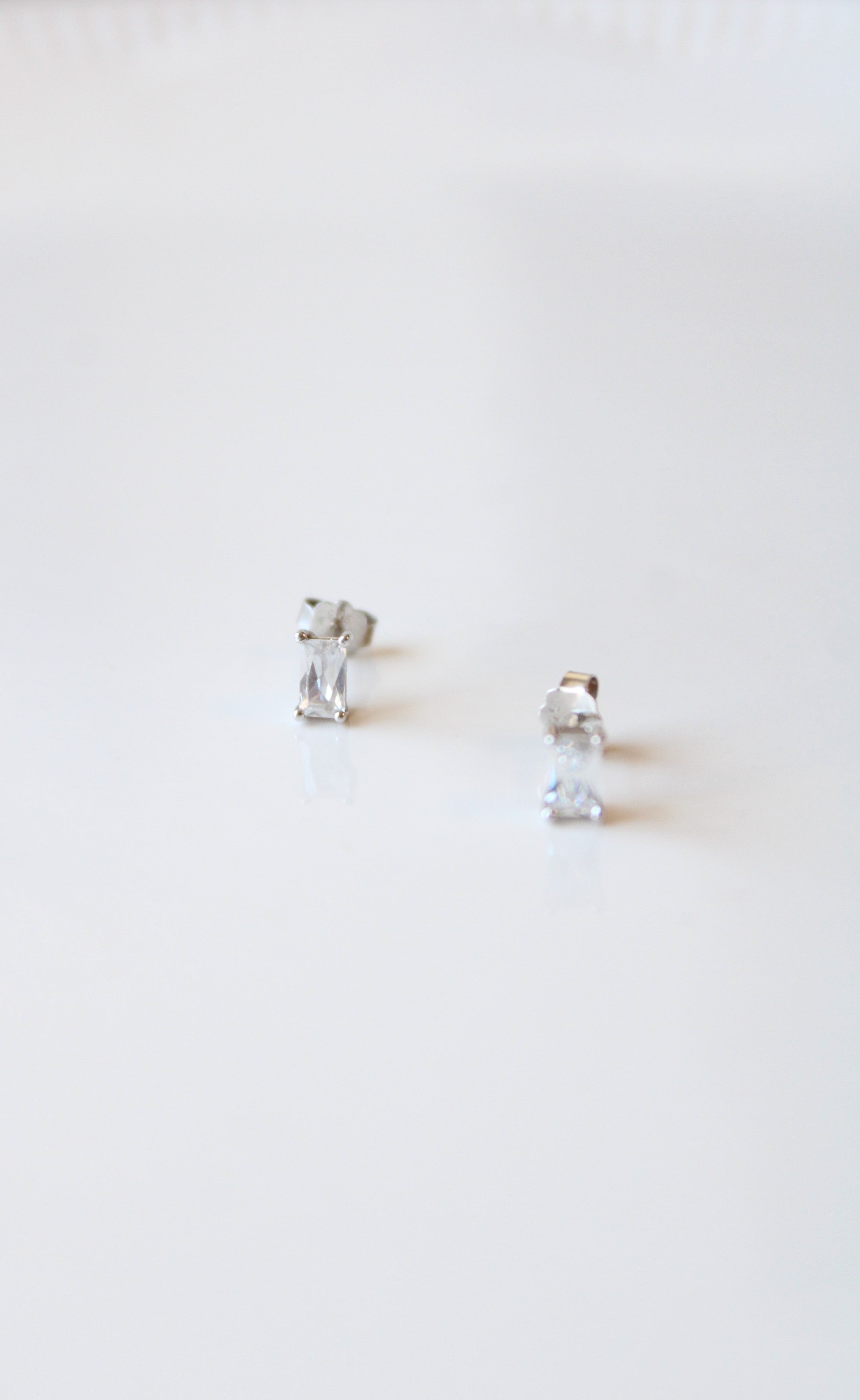 Clear Crystal Rectangular Shaped Stud Earrings