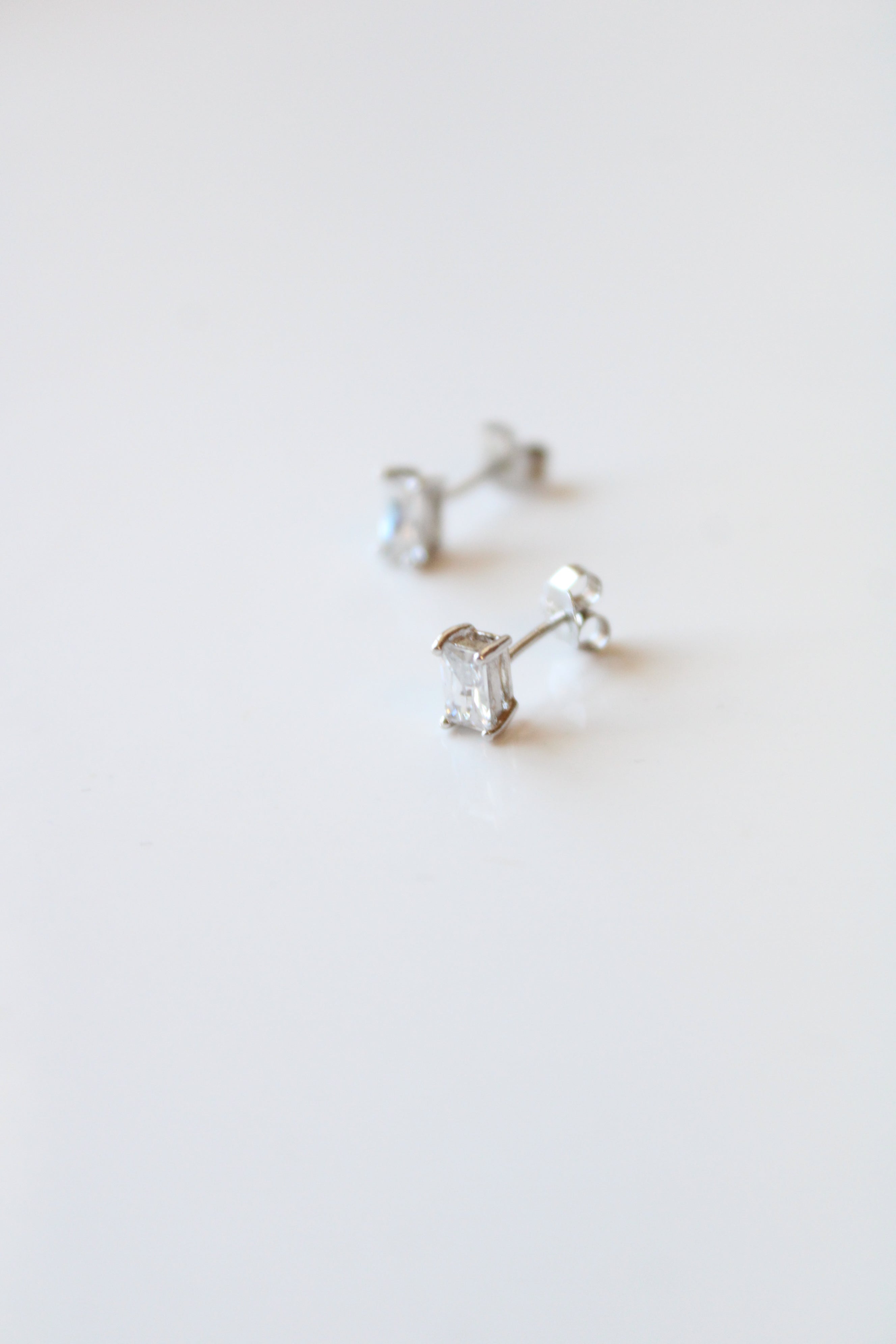 Clear Crystal Rectangular Shaped Stud Earrings