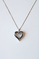 NEW Black Diamond Sterling Silver Heart Necklace