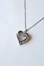 NEW Black Diamond Sterling Silver Heart Necklace