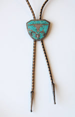 Turquoise Leather Braided Bolo Tie