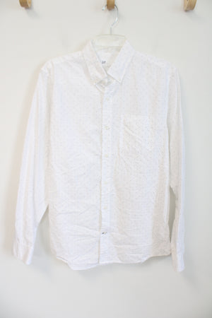 Gap White Navy Polka Dot Slim Fit Button Down Cotton Shirt | M