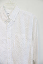 Gap White Navy Polka Dot Slim Fit Button Down Cotton Shirt | M