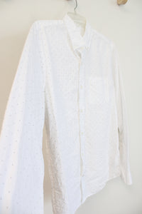 Gap White Navy Polka Dot Slim Fit Button Down Cotton Shirt | M