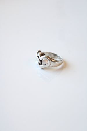 Double Heart Sterling Silver Ring | Size 6