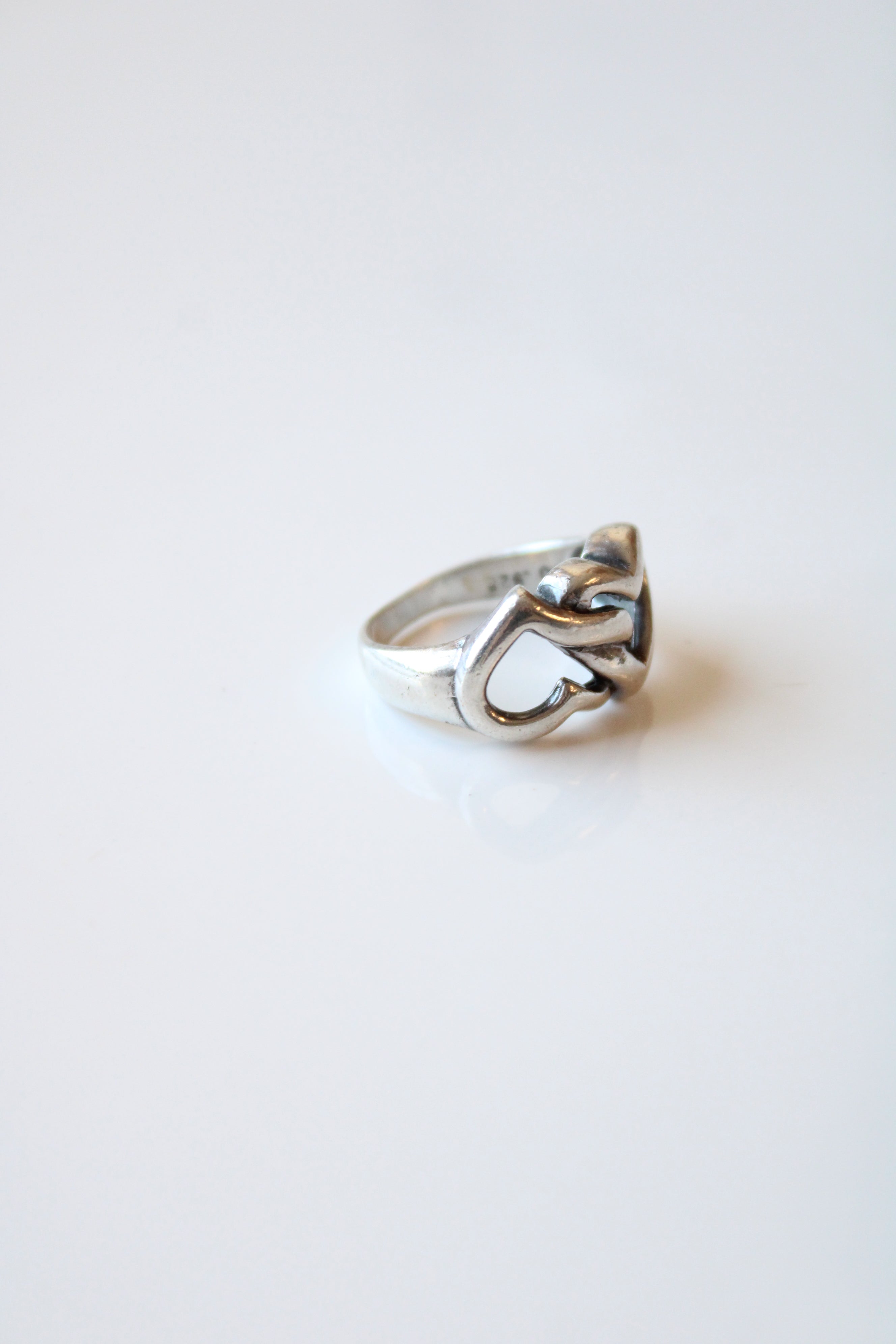 Double Heart Sterling Silver Ring | Size 6