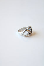 Double Heart Sterling Silver Ring | Size 6