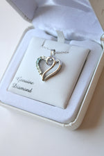 NEW SS Swirl Genuine Diamond Heart Pendant Necklace