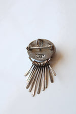 Vintage Onyx Sterling Silver Paddle Fringe Pin