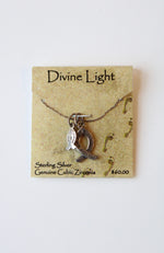 NEW Divine Light Sterling Silver Genuine Cubic Zirconia "Fishers Of Men" Fish Pendant Necklace