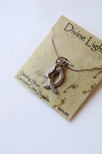 NEW Divine Light Sterling Silver Genuine Cubic Zirconia "Fishers Of Men" Fish Pendant Necklace