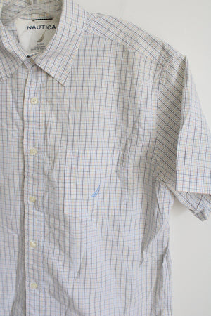 Nautica White Plaid Button Down Shirt | L