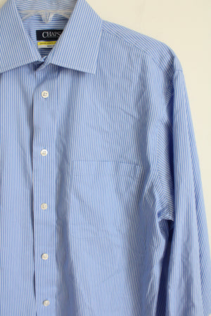 Chaps Regular Fit Blue White Pinstripe Button Down Shirt | 15 32/33