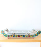 Indian Aluminum Colorful Floral Divided Dry Fruit Tray